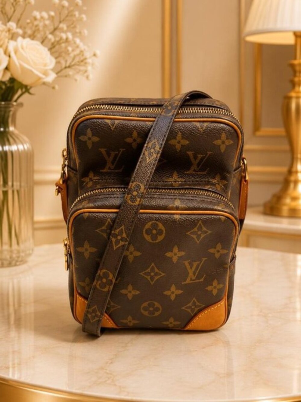 Louis Vuitton Amazon Monogram Crossbody Bag Brown